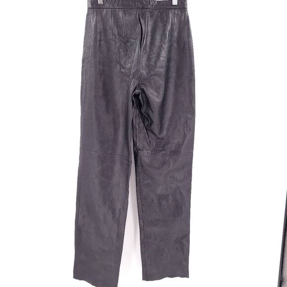 Vintage Black Leather Pants High Waist flat front Size 6 - Picture 9 of 10